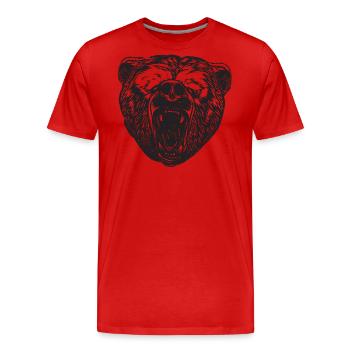 Motif d’ours à tête d’ours brun pour équipe d’ours brun ou - T-shirt bio Premium Homme - rouge - Devant - Damien (186cm)