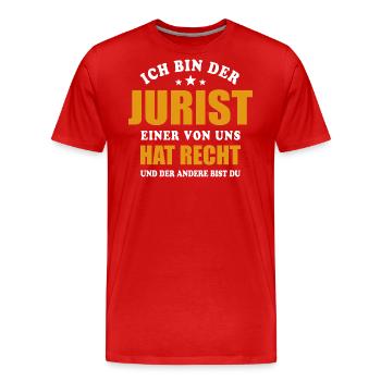 Ich bin der Jurist - einer von uns hat Recht - Männer Premium Bio T-Shirt - Rot - Vorne - Damien (186cm)