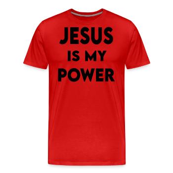 Jésus est ma puissance - T-shirt bio Premium Homme - rouge - Devant - Damien (186cm)