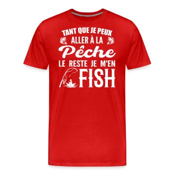 Wenn ich angeln gehen kann, fische ich den Rest - Männer Premium Bio T-Shirt - Rot - Vorne - Damien (186cm)
