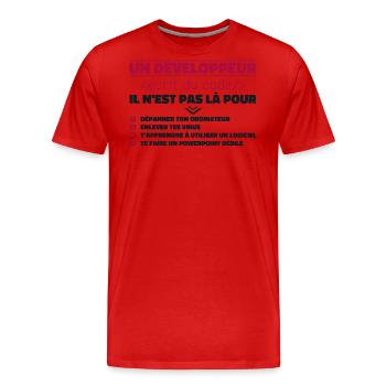 Ein schriftlicher Entwickler von The Gift Code - Männer Premium Bio T-Shirt - Rot - Vorne - Damien (186cm)