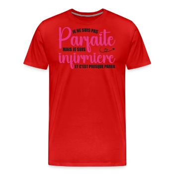 Ich bin nicht perfekt, ich bin Krankenschwester - Männer Premium Bio T-Shirt - Rot - Vorne - Damien (186cm)