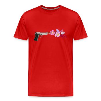 Flower Gun - Men's Premium Organic T-Shirt - red - Front - Damien (186cm)