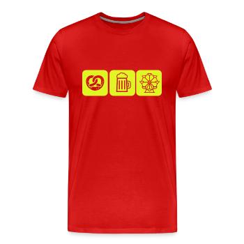 Brezel Bier Riesenrad Wiesn Oktober Humor Lustig - Männer Premium Bio T-Shirt - Rot - Vorne - Damien (186cm)