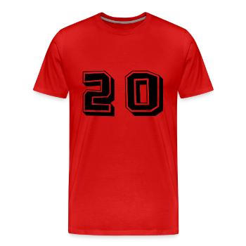 20 YEARS. 20th ANNIVERSARY. ANNIVERSARY 20 YEARS. 20 - Men's Premium Organic T-Shirt - red - Front - Damien (186cm)