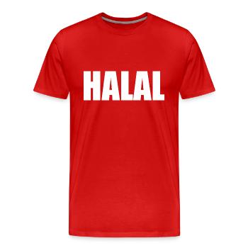 Halal - Men's Premium Organic T-Shirt - red - Front - Damien (186cm)