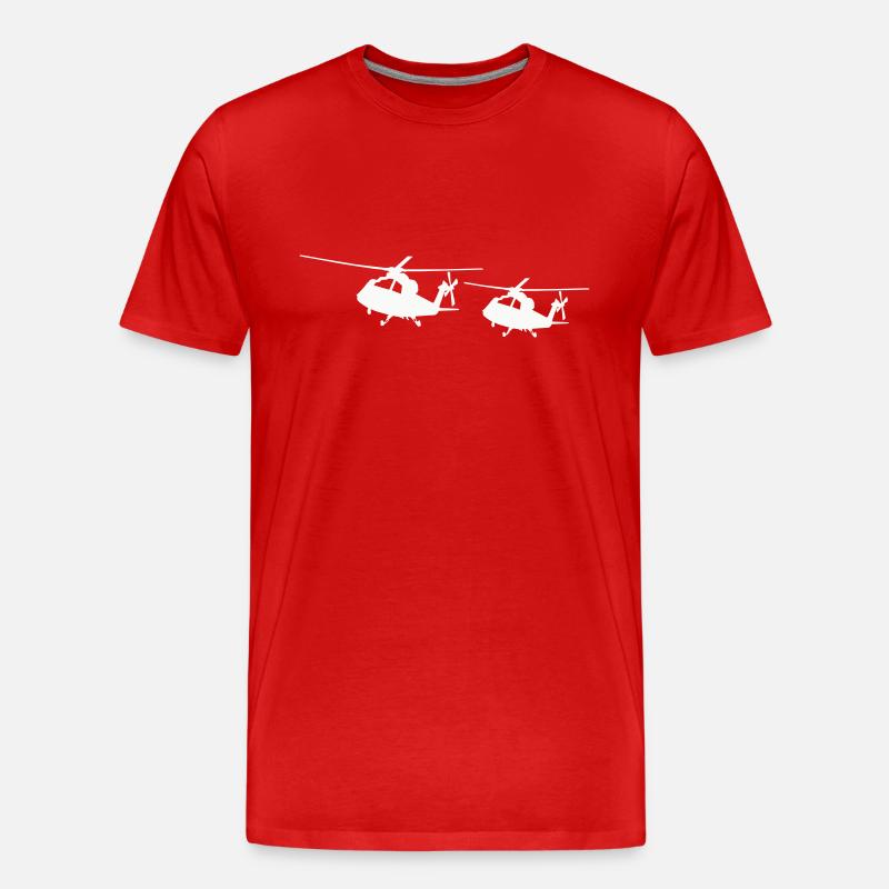 hubschrauber silhouette - Männer Premium Bio T-Shirt - Rot