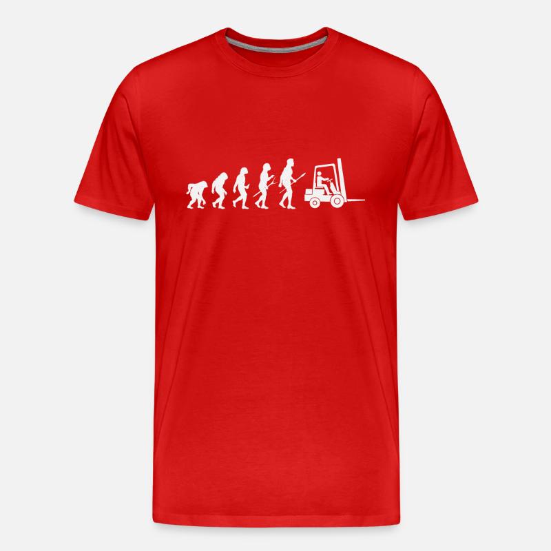 Gabelstapler-Evolution - Männer Premium Bio T-Shirt - Rot