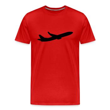 flugzeug_1__f1 - Men's Premium Organic T-Shirt - red - Front - Damien (186cm)