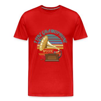 J’AIME LA MUSIQUE DU GRAMOPHONE - T-shirt bio Premium Homme - rouge - Devant - Damien (186cm)