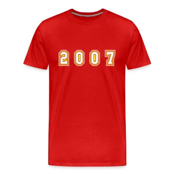 2007 Jahr Zahl - Männer Premium Bio T-Shirt - Rot - Vorne - Damien (186cm)