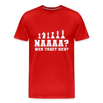 Schach Wer traut sich Schachspieler Geschenk - Männer Premium Bio T-Shirt - Rot - Vorne - Damien (186cm)