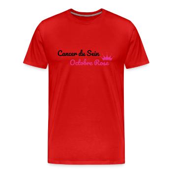 Brustkrebs Rosa Oktober - Männer Premium Bio T-Shirt - Rot - Vorne - Damien (186cm)