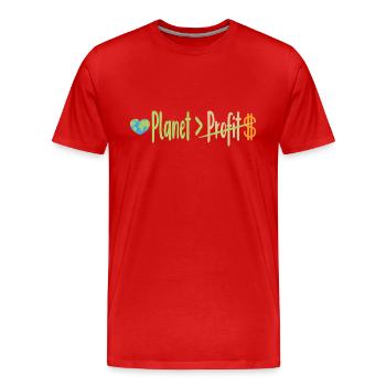 Message écolo - Activisme écologique zéro déchet - T-shirt bio Premium Homme - rouge - Devant - Damien (186cm)