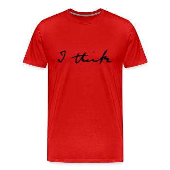 I think - Männer Premium Bio T-Shirt - Rot - Vorne - Damien (186cm)