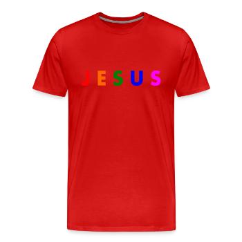 Jesus - Männer Premium Bio T-Shirt - Rot - Vorne - Damien (186cm)