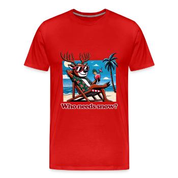 witziges Anti Weihnachten Rentier im Urlaub - Männer Premium Bio T-Shirt - Rot - Vorne - Damien (186cm)