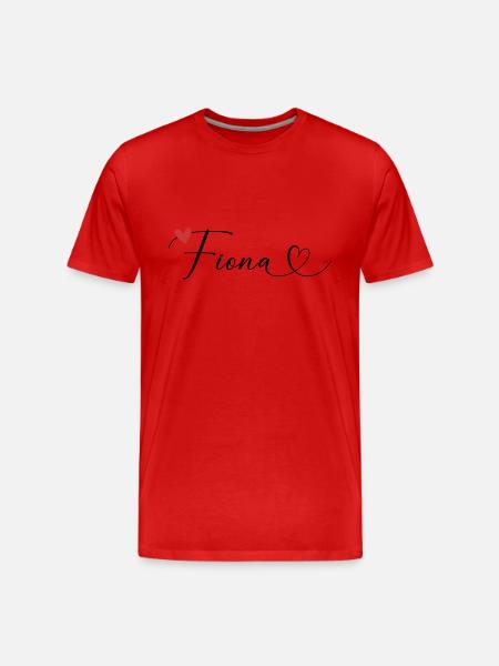 Fiona Nom Prénom Calligraphie coeur - T-shirt bio Premium Homme - rouge