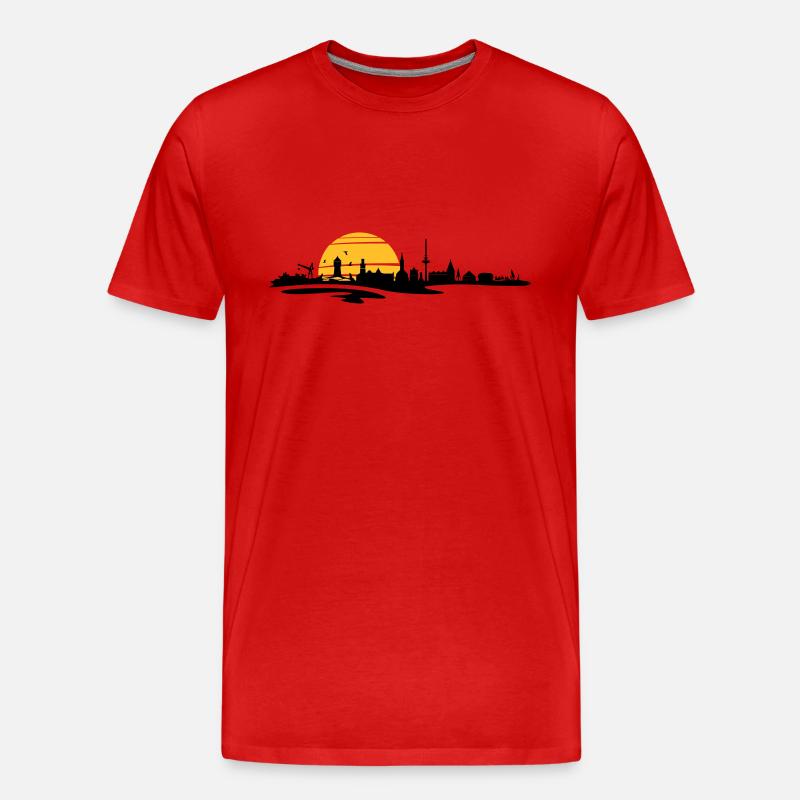 Skyline - Küste Cuxhaven - Männer Premium Bio T-Shirt - Rot