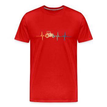 battement de cœur tracteur - T-shirt bio Premium Homme - rouge - Devant - Damien (186cm)