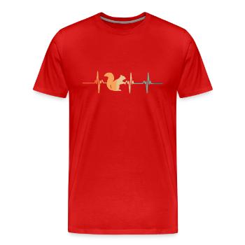 Battement de cœur écureuil - T-shirt bio Premium Homme - rouge - Devant - Damien (186cm)