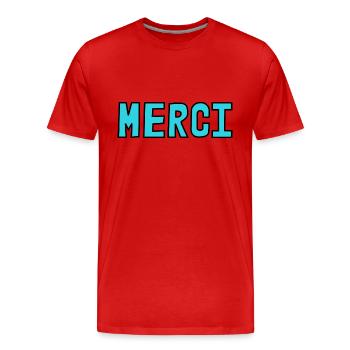 VIELEN DANK. GELIEBTE. MEISTER. DANKE, HERRIN. MEISTER - Männer Premium Bio T-Shirt - Rot - Vorne - Damien (186cm)