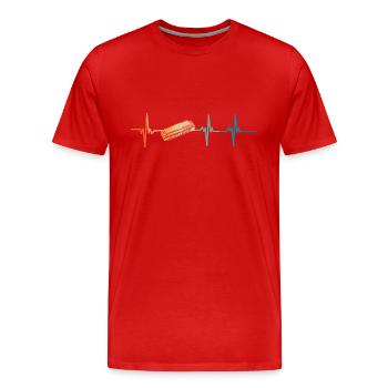 Battement de cœur harmonica - T-shirt bio Premium Homme - rouge - Devant - Damien (186cm)