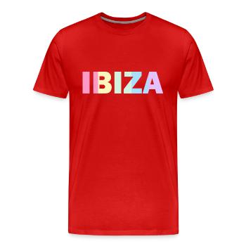 Ibiza Regenbogen Pastell - Männer Premium Bio T-Shirt - Rot - Vorne - Damien (186cm)