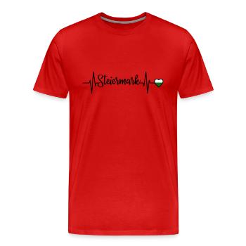 Steiermark Puls Herzlinie - Männer Premium Bio T-Shirt - Rot - Vorne - Damien (186cm)