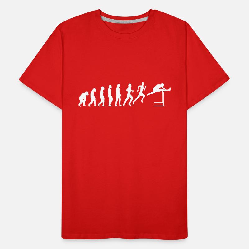 Hürdenlauf Leichtathletik Hürdenläufer Evolution Männer Premium Bio T-Shirt