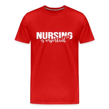 Infirmière en soins intensifs Infirmière Pool de soins infirmiers - T-shirt bio Premium Homme - rouge - Devant - Damien (186cm)
