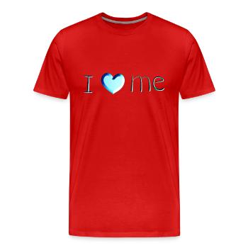 J’adore mon écriture bleue - T-shirt bio Premium Homme - rouge - Devant - Damien (186cm)