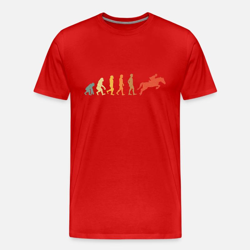Pferd Reiten Evolution Vintge Retro - Männer Premium Bio T-Shirt - Rot