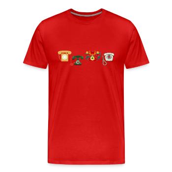 Vintage Retro Phone - Men's Premium Organic T-Shirt - red - Front - Damien (186cm)
