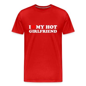 J’aime ma chaude GF fille garçon couple Saint-Valentin - T-shirt bio Premium Homme - rouge - Devant - Damien (186cm)
