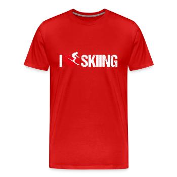I love skiing - Männer Premium Bio T-Shirt - Rot - Vorne - Damien (186cm)