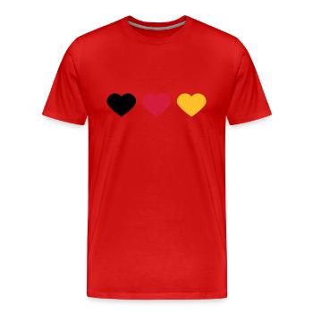 3 Herzen Deutschland Flagge Farben Liebe Deutsch - Männer Premium Bio T-Shirt - Rot - Vorne - Damien (186cm)