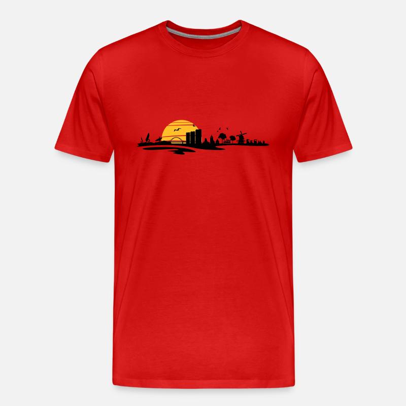 Skyline - Küste Fehmarn - Männer Premium Bio T-Shirt - Rot