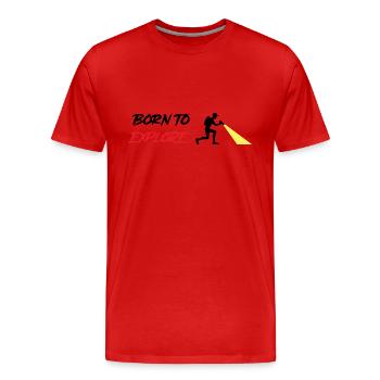 Né pour explorer - Urbex - T-shirt bio Premium Homme - rouge - Devant - Damien (186cm)