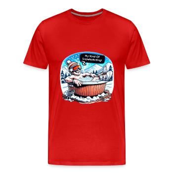 funny snowboarder meme for ski vacation après ski - Men's Premium Organic T-Shirt - red - Front - Damien (186cm)
