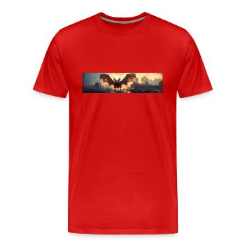 Apokalypse Welt nach der Menschheit Riesenfledermaus - Männer Premium Bio T-Shirt - Rot - Vorne - Damien (186cm)