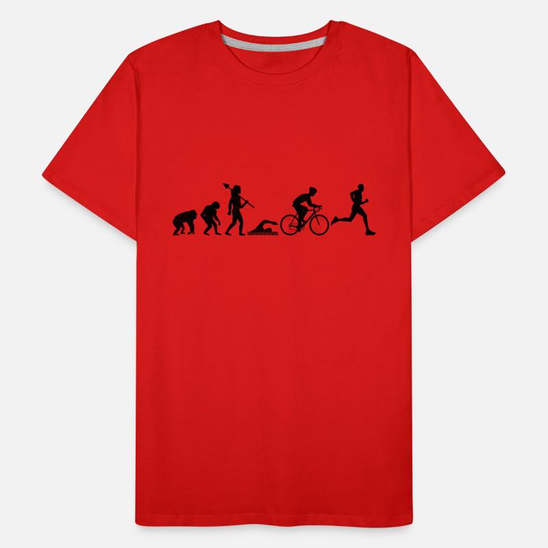 Evolution Triathlon Laufrad Schwimmen Triathlet Triat Männer Premium Bio T-Shirt
