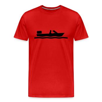 Motorboat Kaptiän - Men's Premium Organic T-Shirt - red - Front - Damien (186cm)