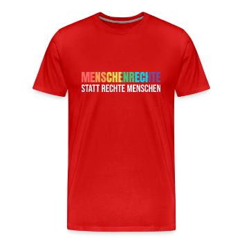 Menschenrechte Demonstration gegen Rechtstatt - Männer Premium Bio T-Shirt - Rot - Vorne - Damien (186cm)
