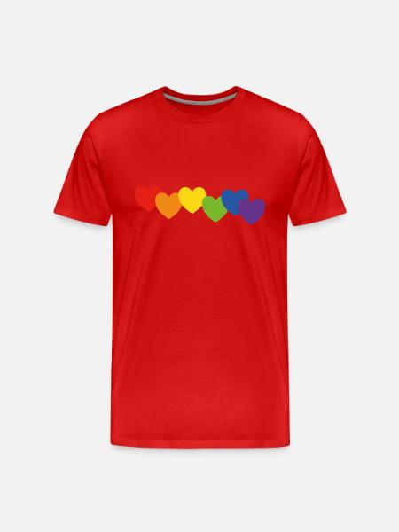 Herzen Regenbogenfarben - Männer Premium Bio T-Shirt - Rot