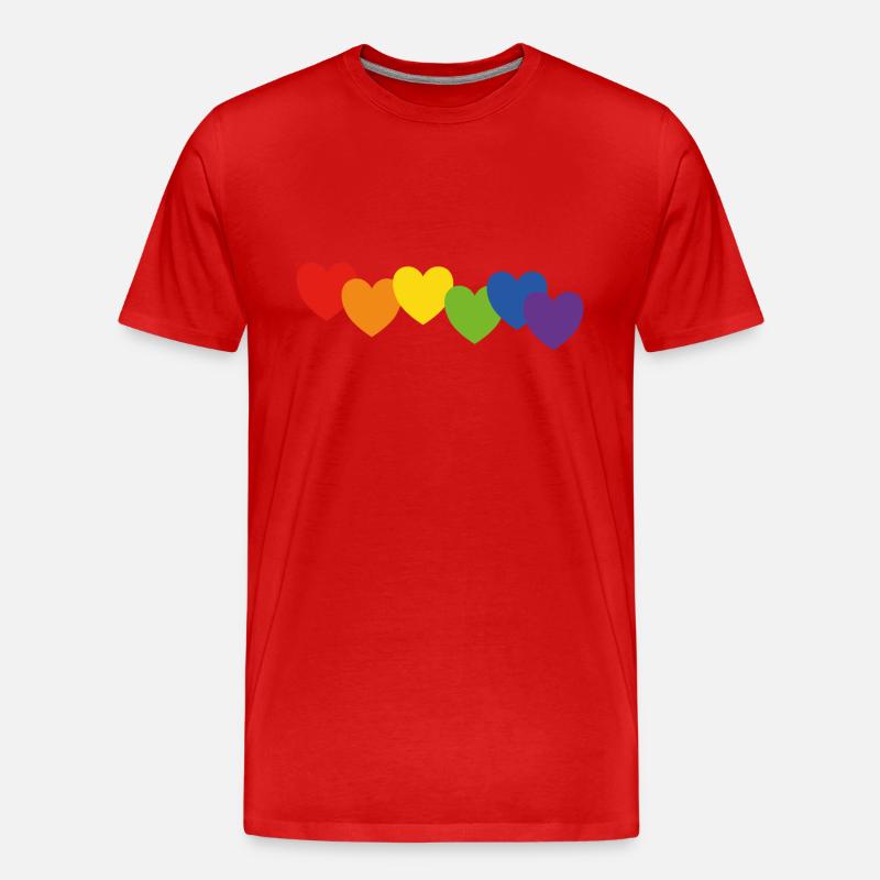 Herzen Regenbogenfarben - Männer Premium Bio T-Shirt - Rot