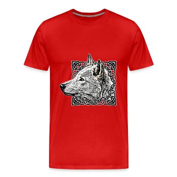 Wolf, grau - Männer Premium Bio T-Shirt - Rot - Vorne - Damien (186cm)