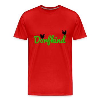 Dorfkind II - Männer Premium Bio T-Shirt - Rot - Vorne - Damien (186cm)