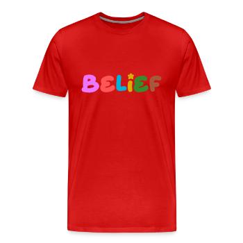 Pensée positive de foi - T-shirt bio Premium Homme - rouge - Devant - Damien (186cm)