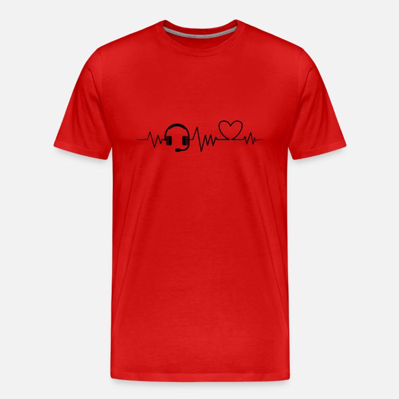 Headset Kopfhörer Herzschlag Ekg - Männer Premium Bio T-Shirt - Rot